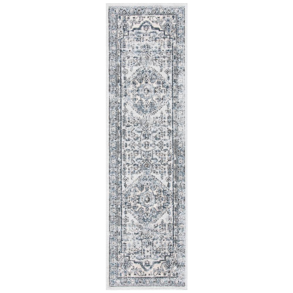 Oregon Light Blue/Ivory 2 ft. x 12 ft. Distressed Border Runner Rug price history on PriceWatchPro