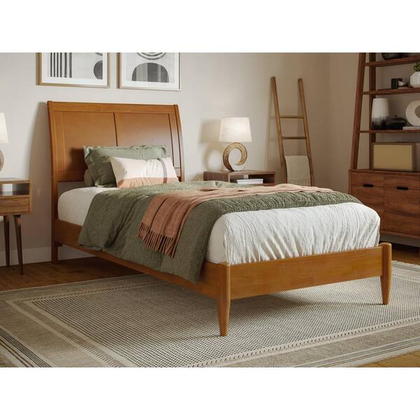 AFI Valencia Light Toffee Natural Bronze Solid Wood Frame Twin XL Low Profile Platform Bed
