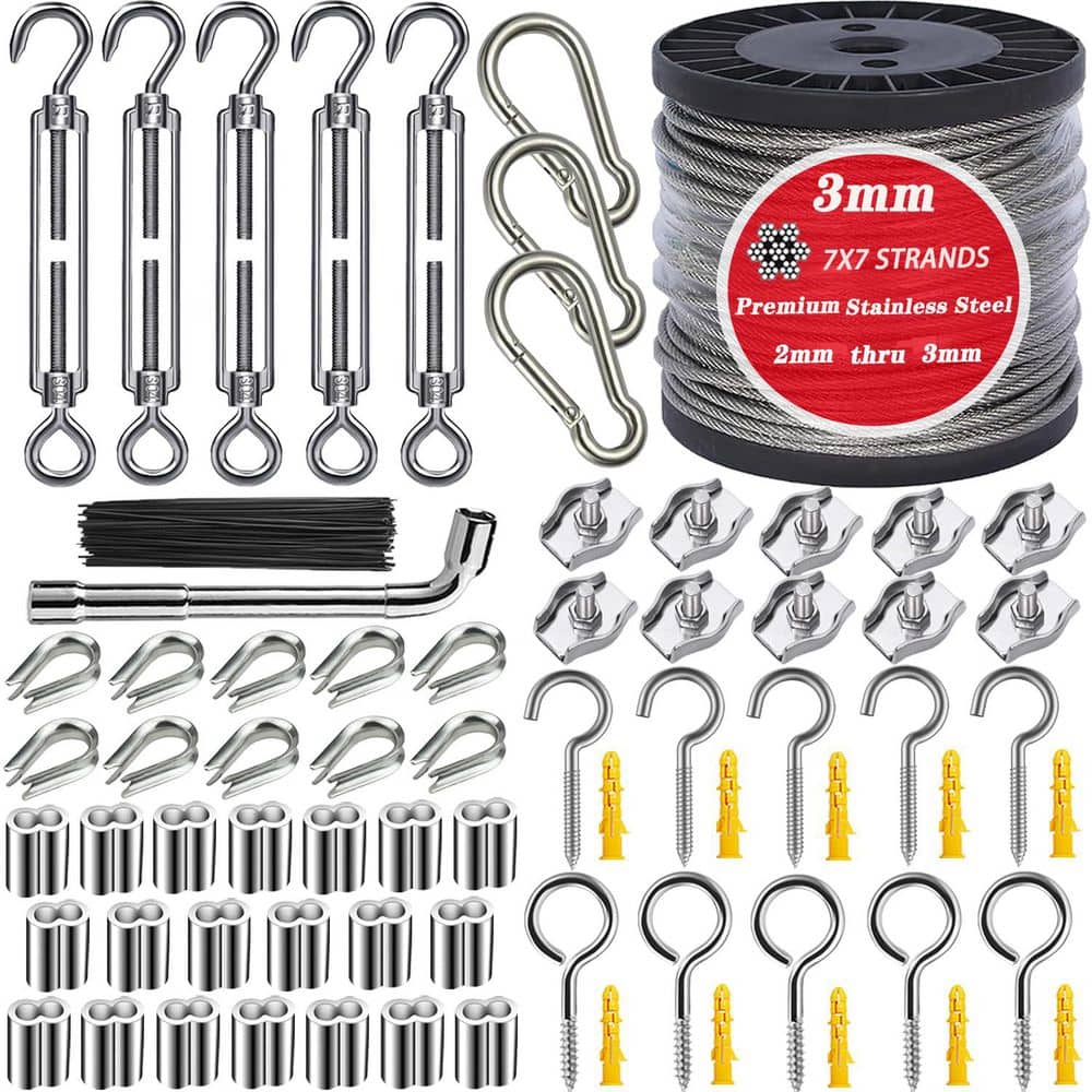 1/8 in. x 100 ft. Stainless Steel Cable Wire Rope Kit for Cables Wire, Outdoor Hanging Kit, Garden Fence, Plant Hanger price history on PriceWatchPro