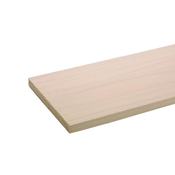Waddell Project Board - 72 in. x 6 in. x 1 in. - Unfinished S4S Poplar Hardwood w/No Finger Joints - Ideal for DIY Shelving