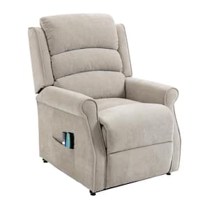 Beige Ergonomic Chenille Fabric Power Lift Recliner Chair for Elderly with 8-Point Massage and Remote Control