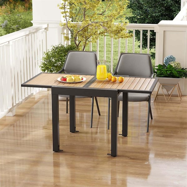 Costway Natural Metal 31.5 in. 63 in. Extendable Outdoor Dining Table Included for Fixation HCST02457 The Home Depot