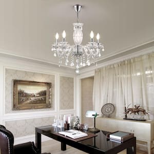 Atlanta 5 -Light Candle Style Traditional Chandelier with Crystal Accents