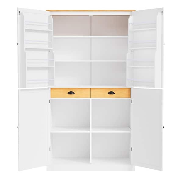 40.2 in. W x 20 in. D x 71.3 in. H Bathroom White Linen Cabinet