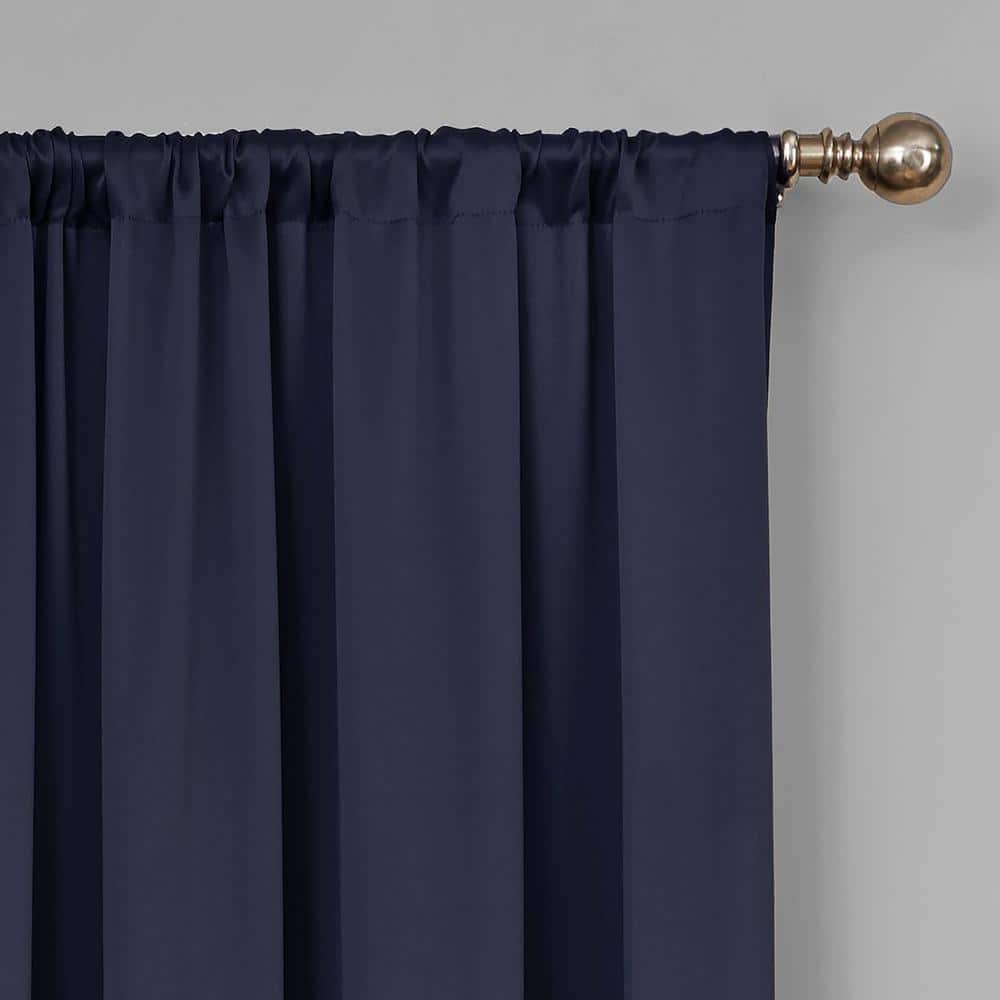 Midnight Polyester Room-Darkening Rod Pocket Curtain Panel