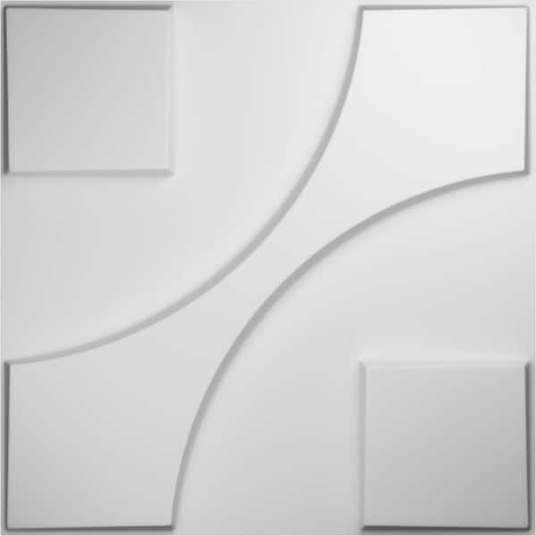 Ekena Millwork 1 in. x 19-5/8 in. x 19-5/8 in. White PVC Nestor EnduraWall Decorative 3D Wall Panel (2.67 sq. ft.)