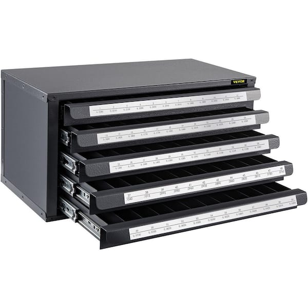 Drill Bit Dispenser Cabinet 5-Drawers Drill Bit Organizer 60-Compartment for Jobber Length Wire Gauge Sizes #1 to #60