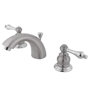 Victorian Mini-Widespread 4 in. Centerset 2-Handle Bathroom Faucet with Plastic Pop-Up in Brushed Nickel/Polished Chrome