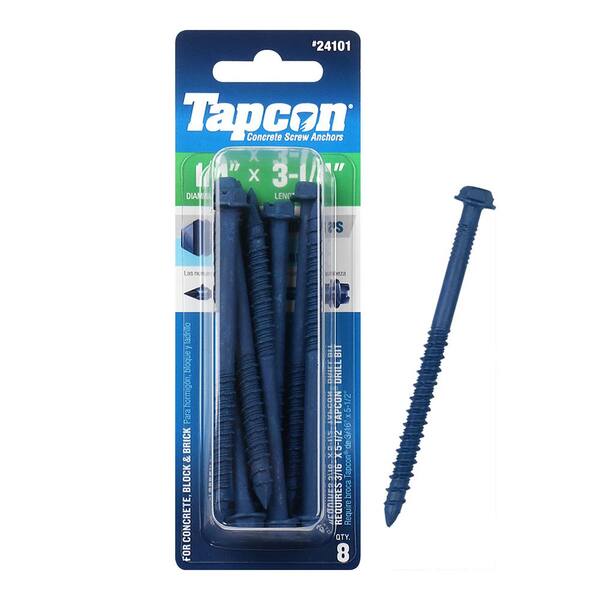 Tapcon 1/4 in. x 3-1/4 in. Hex-Washer-Head Concrete Anchors (8-Pack)