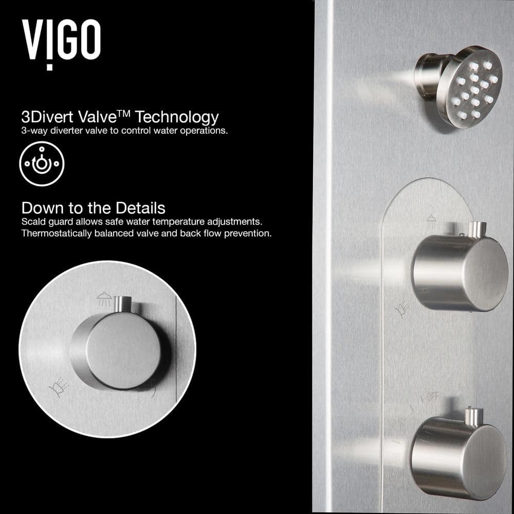 Dilana 67" Stainless Steel 6-Jet Shower System with Hand Shower