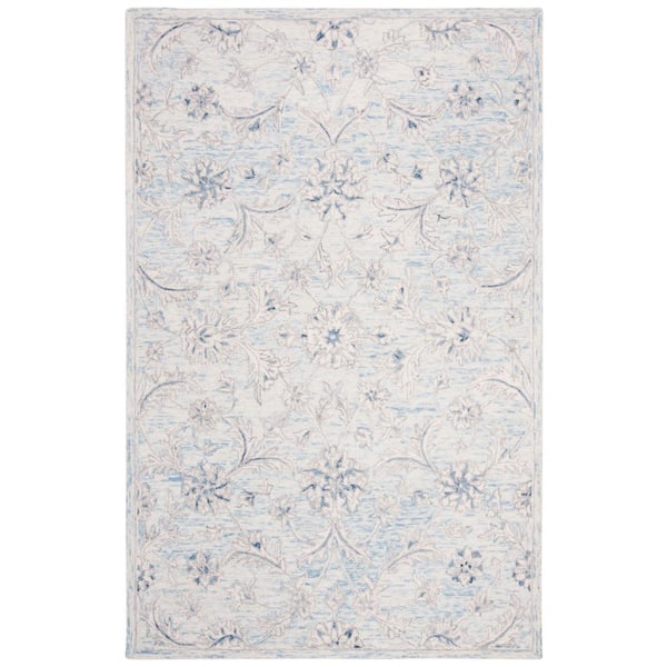 SAFAVIEH Micro-Loop Light Blue/Ivory 4 ft. x 6 ft. Geometric Area Rug