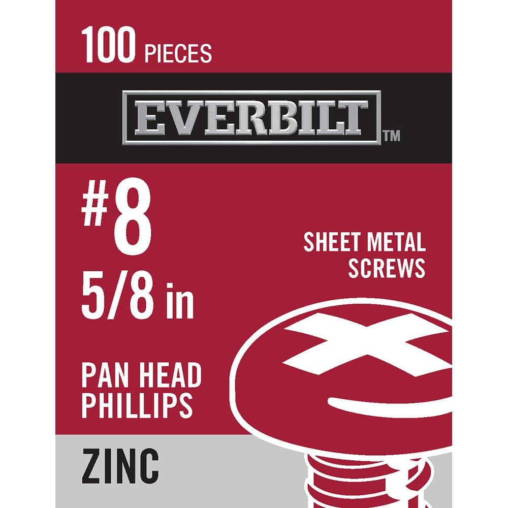 Everbilt #8 X 5/8 In. Phillips Pan Head Zinc Plated Sheet Metal Screw ...