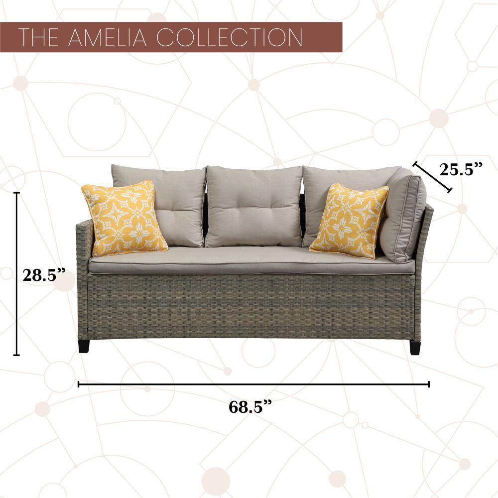 Amelia 6-Person Gray PVC Resin & Steel Outdoor Sectional Set with Chow Table