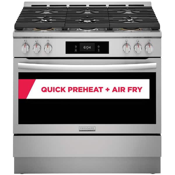 Gallery 36 in. 6-Burner Slide-In Gas Range in Stainless Steel with Total Convection and Air Fry