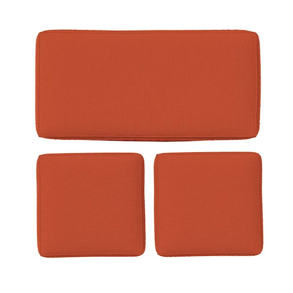 36 in. x 18 in. (3-Piece) Outdoor Patio Replacement Seat Cushions Fit for Loveseat Lounge Chair Furniture Orange