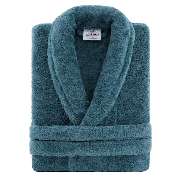 American Soft Linen, Mens and Womens Robes, XL-XXL, Colonial Blue