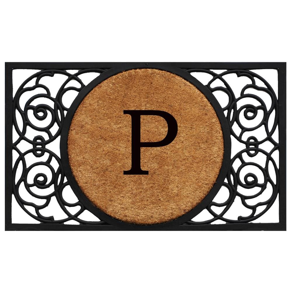 Armada Circle 18 in. x 30 in. Monogram P Door Mat