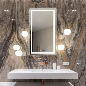 28 in. W x 36 in. H Rectangular Frameless LED Wall Mount Bathroom Vanity Mirror with Anti-Fog and Dimmer Touch Sensor