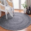 SAFAVIEH Braided Black 5 ft. x 5 ft. Solid Color Round Area Rug BRD351Z-5R  - The Home Depot