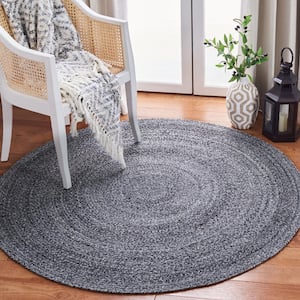 Braided Charcoal 8 ft. x 8 ft. Gradient Solid Color Round Area Rug
