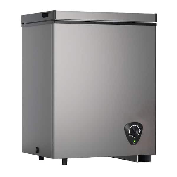 3.5 cu. ft. Manual Defrost Chest Freezer with Portable Pulley, Energy Saving Low Noise in Grey for Kitchen, Office, Home