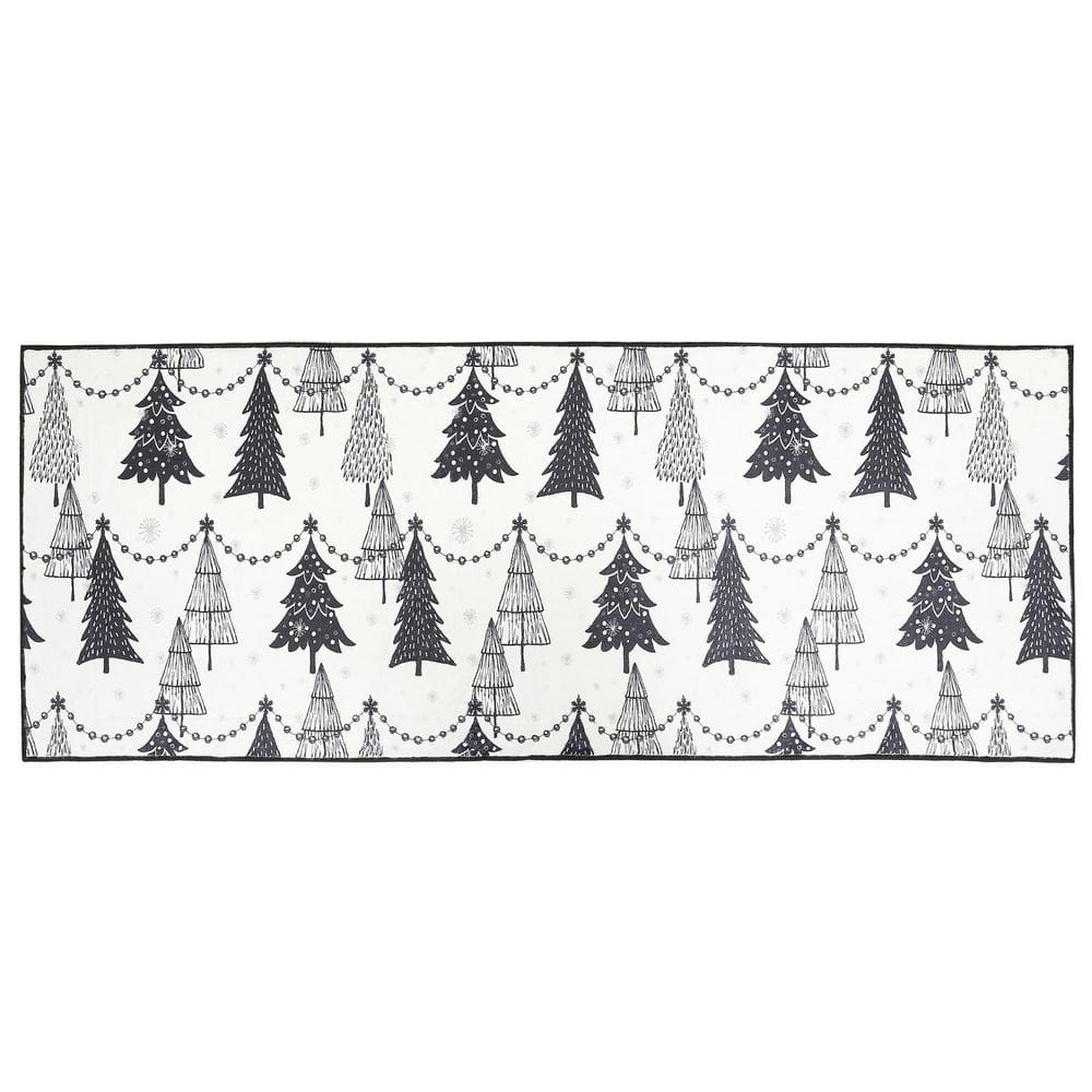 Outdoor Rug Christmas Winter Snow Cardinalis Black White Plaid