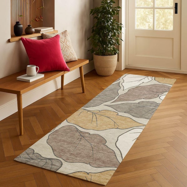 Chantille Machine Washable Indoor/Outdoor Abstract ACN2348 Linen 2 ft. 3 in. x 7 ft. 6 in. Runner Rug