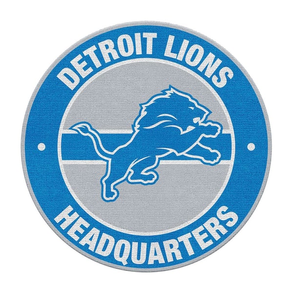 Detroit Lions Headquarters Blue 5 ft. Classic Tufted Logo Round Indoor Area Rug