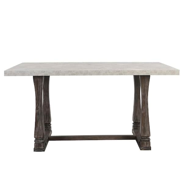 Zeus & Ruta 60 in. x 36 in. x 32 in. Rectangle Classic Farmhouse Dining Table, Kitchen Table with Gray Tabletop Ideal for Kitchen