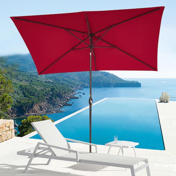 Unbranded 10 x 6.5 ft. Market Patio Umbrella in Red