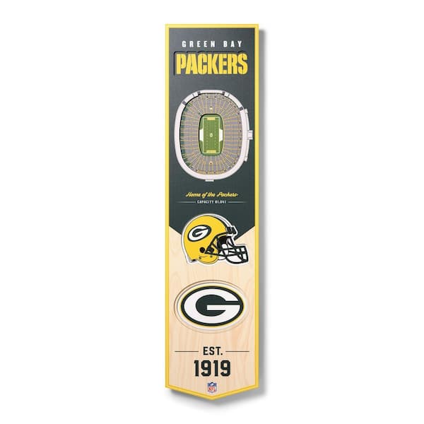 NFL Green Bay Packers Wooden 8 x 32 3D Stadium Banner Decorative Sign -Lambeau Field