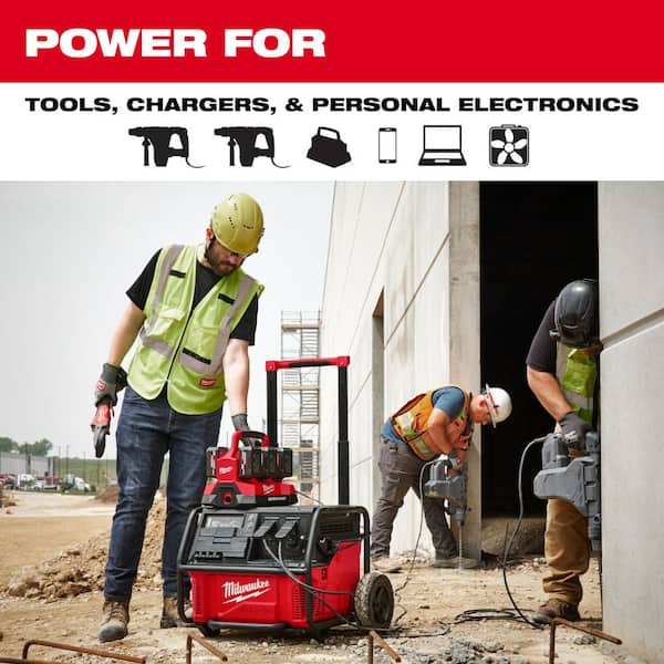 Milwaukee - ROLL-ON 3600-Watt Output/7200-Watt Peak 2.5kWh Lithium-Ion Battery Powered Push Start Power Station Battery Generator
