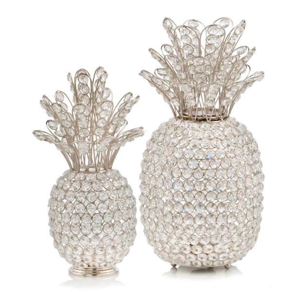 HomeRoots 15 in. Silver Faux Crystal Pineapple Sculpture 2000383780 - The  Home Depot