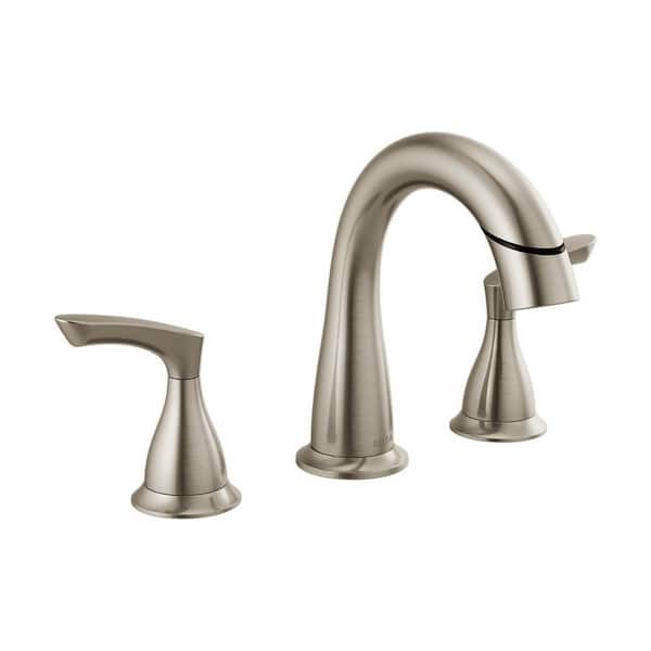 Delta Broadmoor 8 in. Widespread 2-Handle Bathroom Faucet with Pull-Down Spout in SpotShield Brushed Nickel