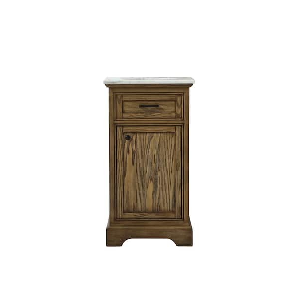 Unbranded Timeless Home 19 in. W x 19 in. D x 35 in. H Single Bathroom Vanity in Driftwood with White Marble