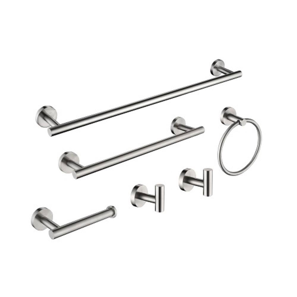 6-Piece Bath Hardware Set with Towel Bar, Toilet Paper Holder, Towel Ring, 