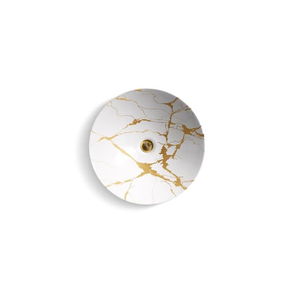 Aureus 16-3/4 in. Fireclay Round Semi-Recessed Vessel Sink in White
