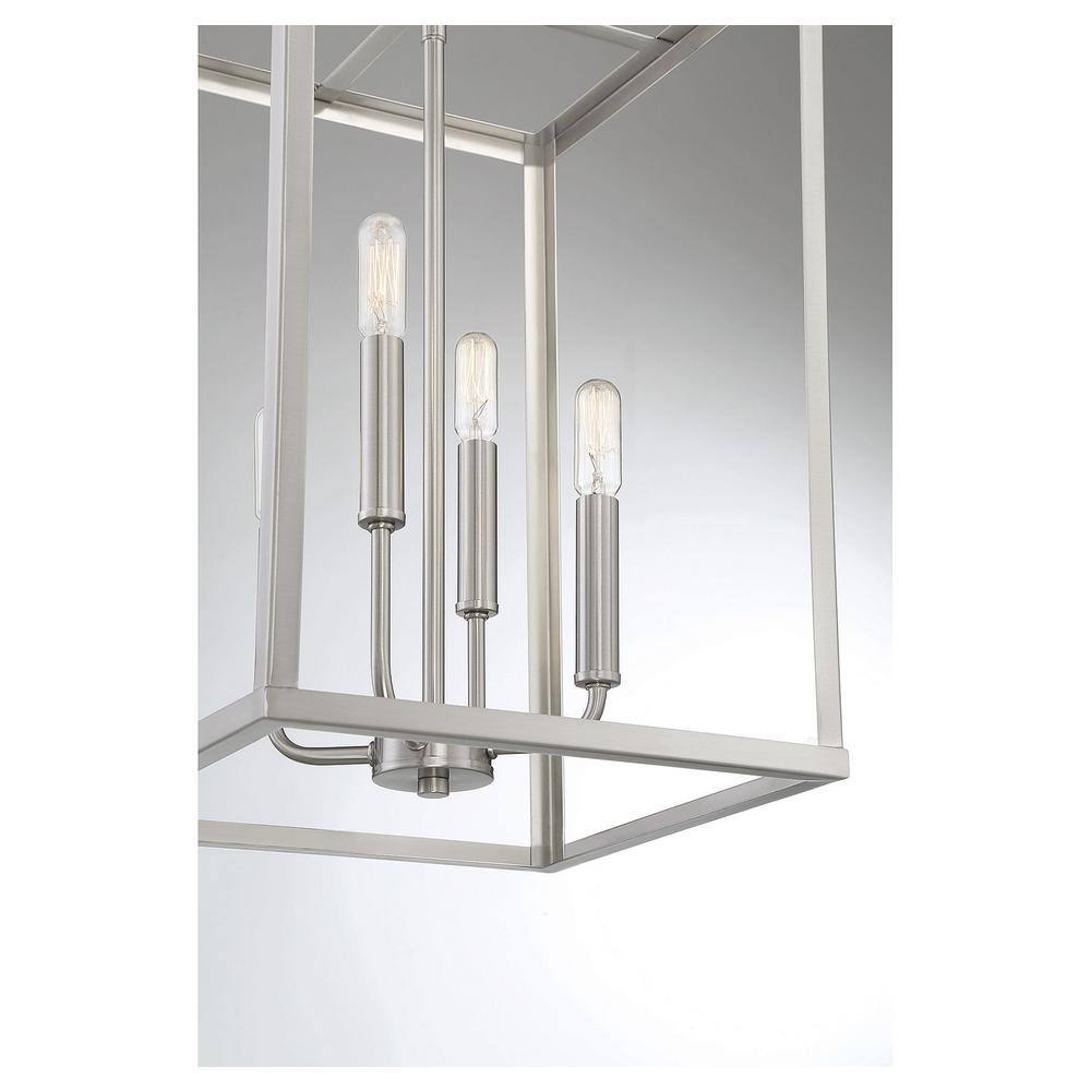 Contemporary Geometric 4-Light Brushed Nickel Pendant