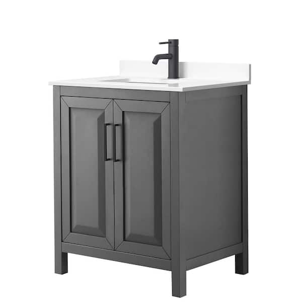 Daria 30 in. W x 22 in. D x 35.75 in. H Single Bath Vanity in Dark Gray with White Cultured Marble Top