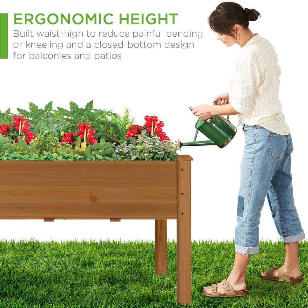 Acorn Brown Fir Wood Raised Garden Bed with Bed Liner
