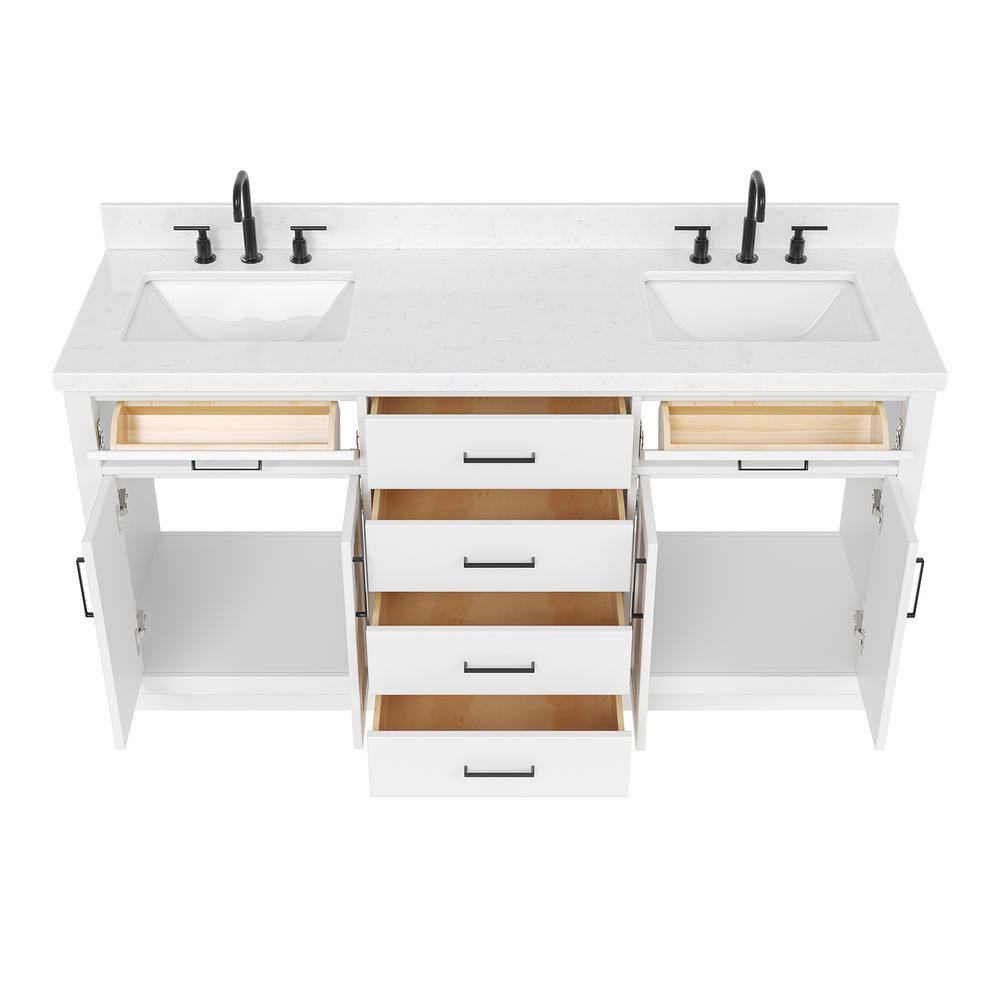 Hepburn 66" White Hardwood Freestanding Double Basin Vanity
