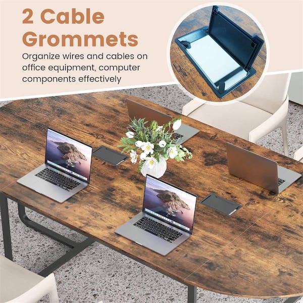 商談デスク Costway 95 in. Conference Table for 10-12 People 2-Cable