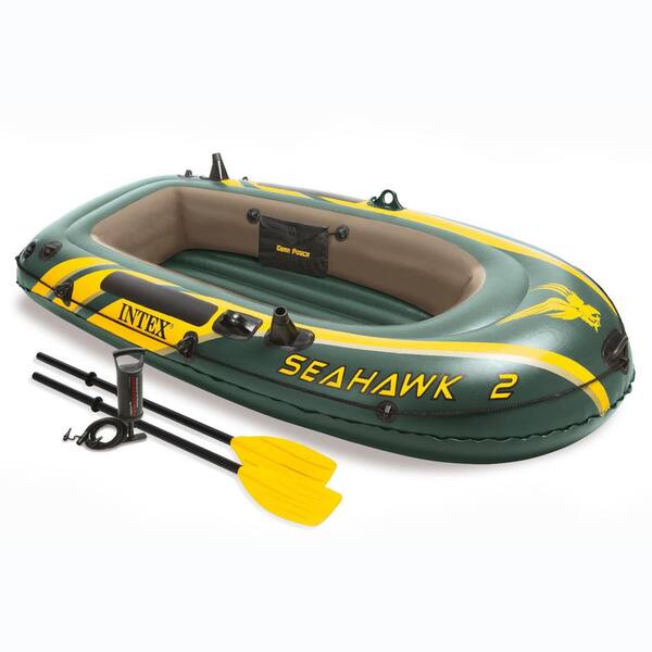 Intex Seahawk 2 Inflatable 2 Person Floating Boat Raft Set with