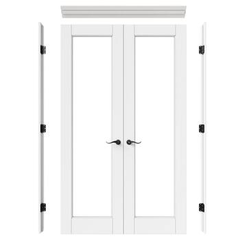 ARK DESIGN 48 in. x 80 in. 1-Lite Clear Glass Universal White Solid Core Glass Double Prehung French Door Plus Quick Assemble Jamb FR-1LTM-48
