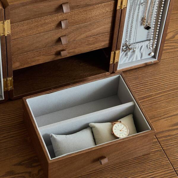 Lesly Modern Walnut Color MDF with Walnut Veneer Double Doors with