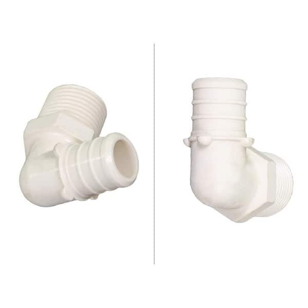 The Plumber's Choice 1/2 in. x 3/8 in. Plastic PEX Poly Alloy 90-Degree  Elbow PEX x MPT Barb Pipe Fitting (5-Pack) 1238PPML-5 - The Home Depot