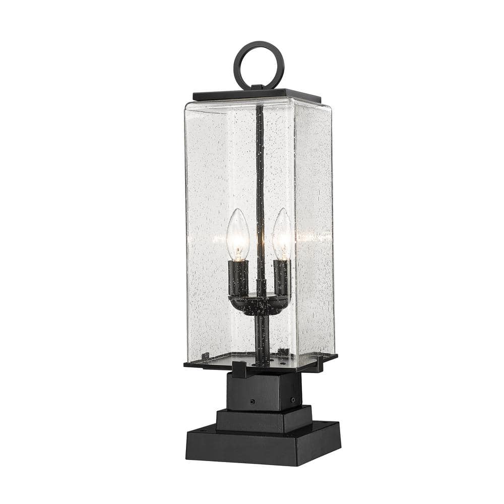 Sana 22 .5 in. 2-Light Black Aluminum Hardwired Outdoor Weather Resistant P