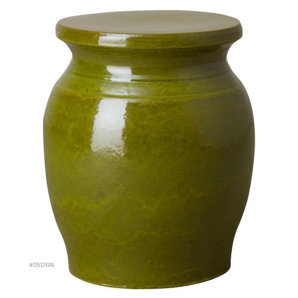 Emissary Koji 18 in. H Green Round Ceramic Garden Stool