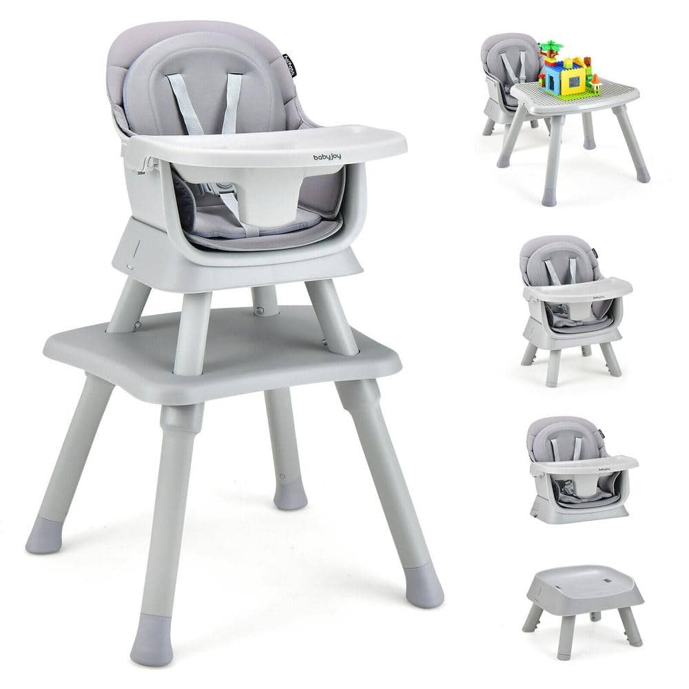 8 in 1 Convertible Baby High Chair Pyramid Frame Detachable Dishwasher Tray BPA Free PP 5 Point Harness 6-36 Months