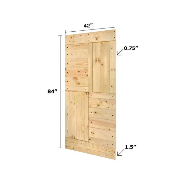 37 in. x 84 in. x 1-1 3/8 in. Chalet Unfinished Knotty Pine Wood Barn Sliding Door Hardware Kit